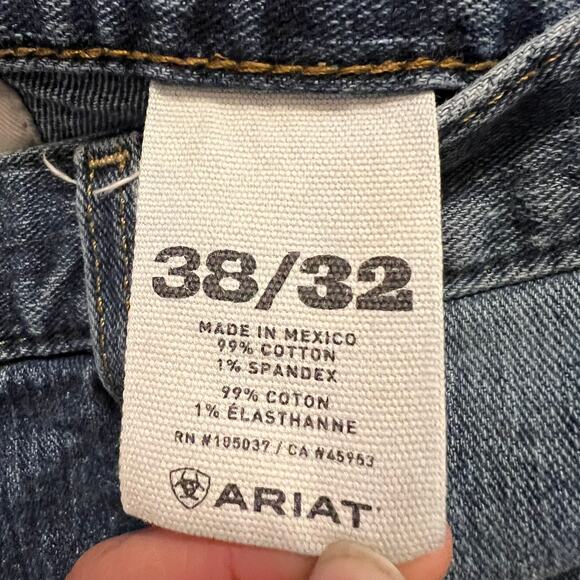 Ariat Jeans Mens 38 X32 Low Rise Boot Cotton Whisker Blue Denim Western - Picture 7 of 11